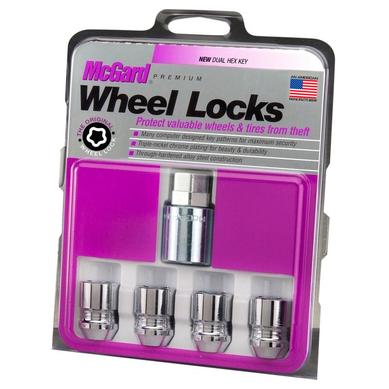 McGard - McGard Wheel Lock Nut Set - 4pk. (Cone Seat) M12X1.25 / 19mm & 21mm Dual Hex / 1.28in. L - Chrome - Demon Performance