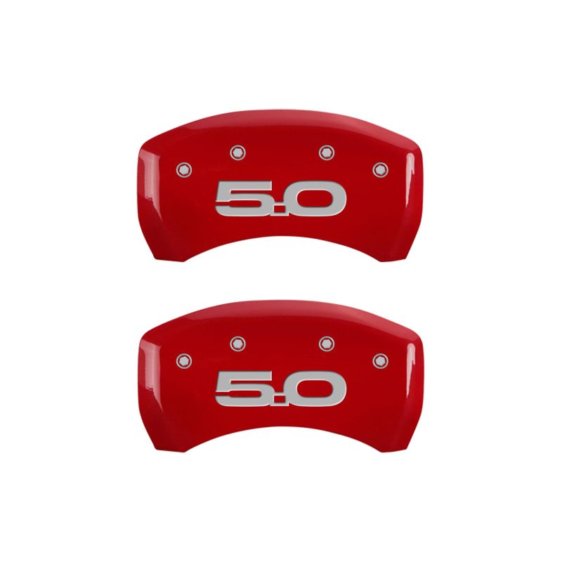 MGP - MGP 4 Caliper Covers Engraved Front 2015/Mustang Engraved Rear 2015/50 Red finish silver ch - Demon Performance