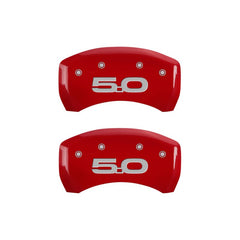 MGP - MGP 4 Caliper Covers Engraved Front 2015/Mustang Engraved Rear 2015/50 Red finish silver ch - Demon Performance