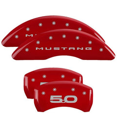 MGP - MGP 4 Caliper Covers Engraved Front 2015/Mustang Engraved Rear 2015/50 Red finish silver ch - Demon Performance