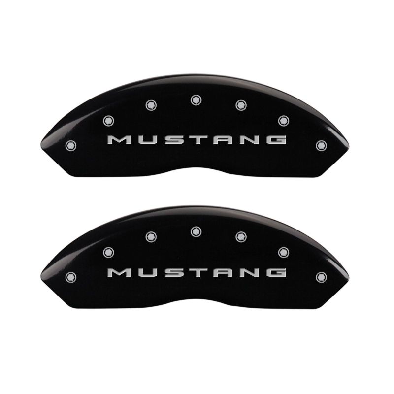 MGP - MGP 4 Caliper Covers Engraved Front 2015/Mustang Engraved Rear 2015/Bar & Pony Black finish slvr ch - Demon Performance