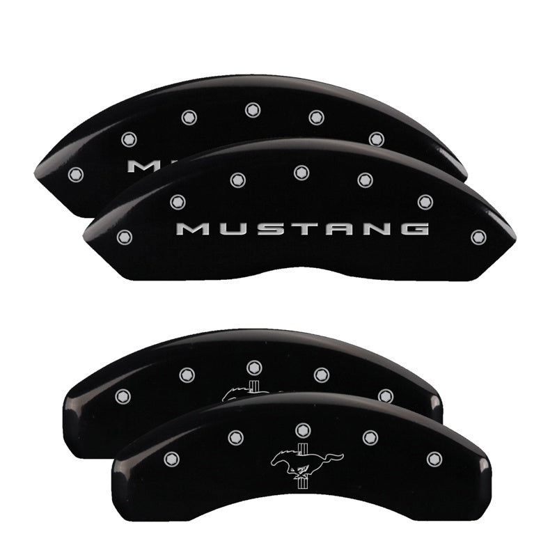 MGP - MGP 4 Caliper Covers Engraved Front 2015/Mustang Engraved Rear 2015/Bar & Pony Black finish slvr ch - Demon Performance