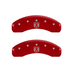 MGP - MGP 4 Caliper Covers Engraved Front RAM Engraved Rear RAMHEAD Red finish silver ch - Demon Performance