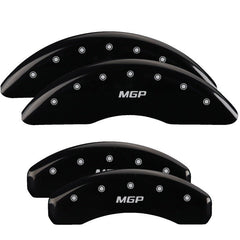 MGP - MGP 4 Caliper Covers Engraved Front & Rear MGP Black Finish Silver Char 2018 Nissan Titan XD - Demon Performance