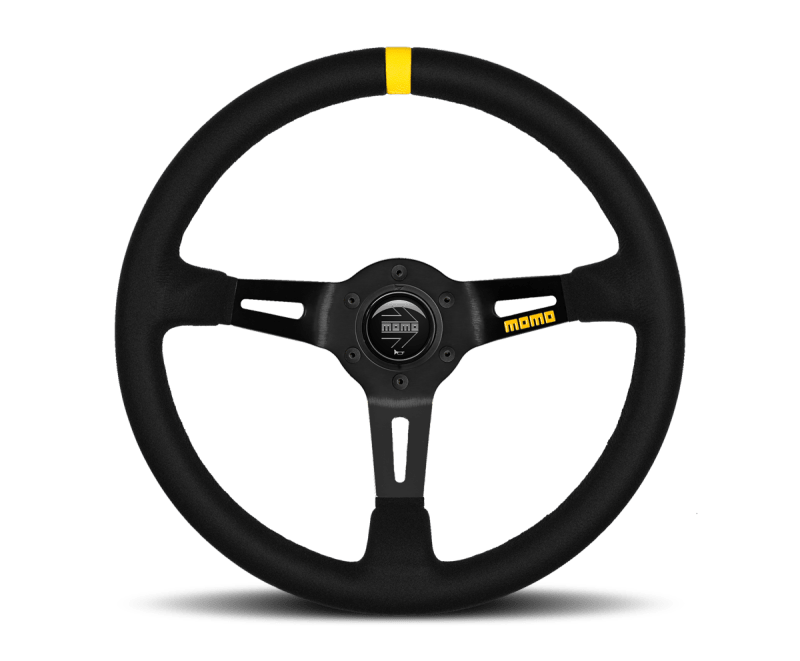 MOMO - Momo MOD08 Steering Wheel 350 mm - Black Suede/Black Spokes/1 Stripe - Demon Performance