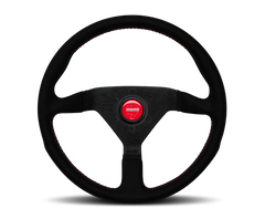 MOMO - Momo Montecarlo Alcantara Steering Wheel 320 mm - Black/Red Stitch/Black Spokes - Demon Performance