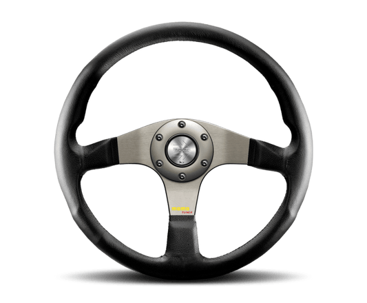 MOMO - Momo Tuner Steering Wheel 350 mm - Black Leather/Red Stitch/Black Spokes - Demon Performance