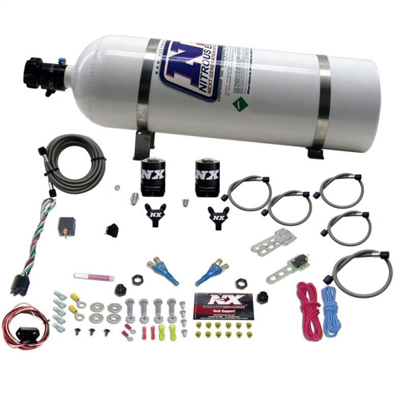 Nitrous Express - Nitrous Express 03 - 18 Nissan 350Z/370Z Dual Nozzle (35 - 150HP) w/15lb Bottle - Demon Performance