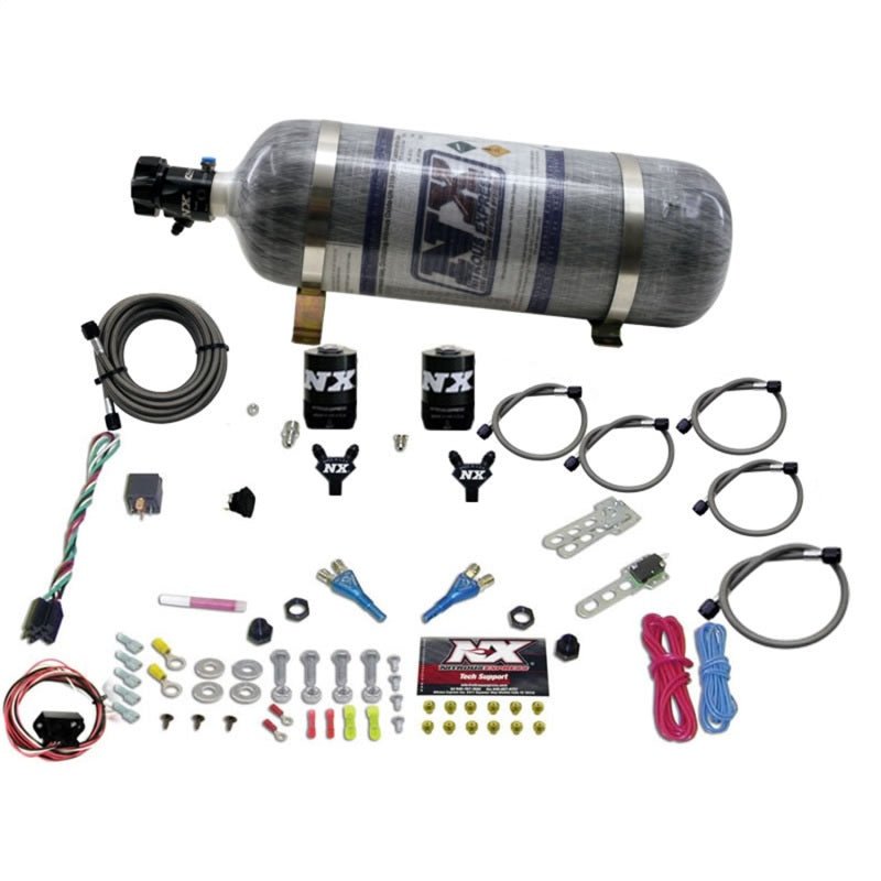 Nitrous Express - Nitrous Express 03 - 18 Nissan 350Z/370Z Dual Nozzle (35 - 150HP) w/Composite Bottle - Demon Performance