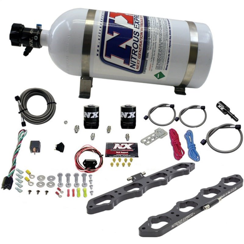 Nitrous Express - Nitrous Express Ford Coyote 5.0L V8 Nitrous Wet Port Plate Kit w/10lb Bottle - Demon Performance