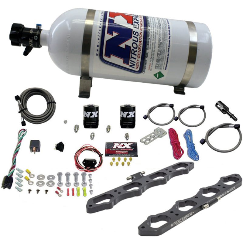 Nitrous Express - Nitrous Express Ford Coyote 5.0L V8 Nitrous Wet Port Plate Kit w/10lb Bottle - Demon Performance