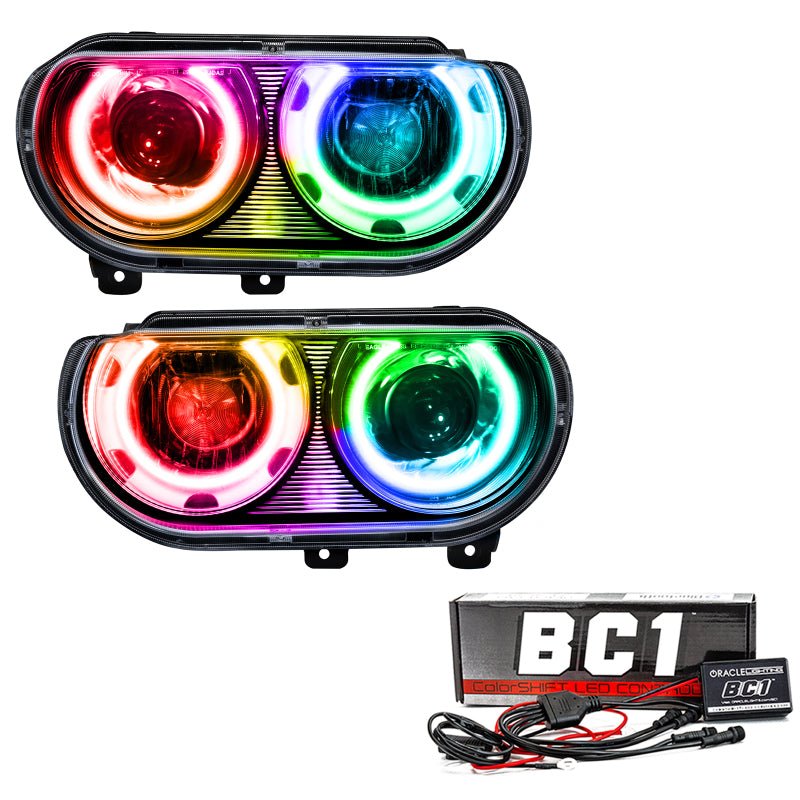 ORACLE Lighting - Oracle 08 - 14 Dodge Challenger SMD HL (HID Style) - ColorSHIFT w/ BC1 Controller - Demon Performance