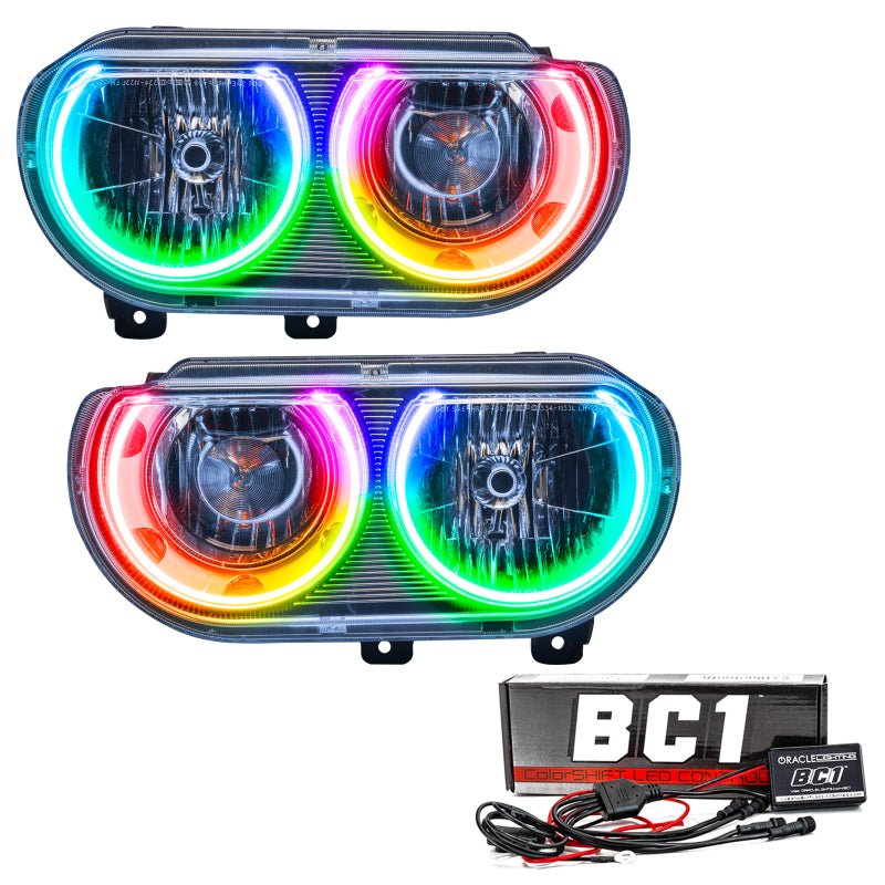 ORACLE Lighting - Oracle 08 - 14 Dodge Challenger SMD HL (Non - HID) - ColorSHIFT w/ BC1 Controller - Demon Performance