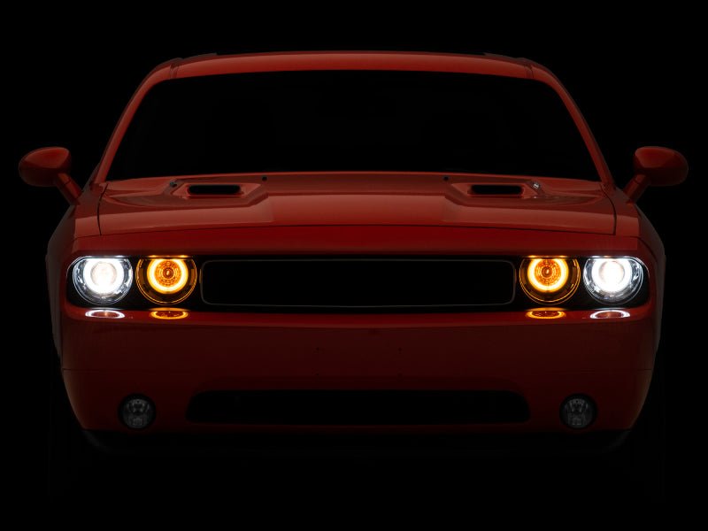 Raxiom - Raxiom 08 - 14 Dodge Challenger Dual LED Halo Projector Headlights - Black Housing (Clear Lens) - Demon Performance