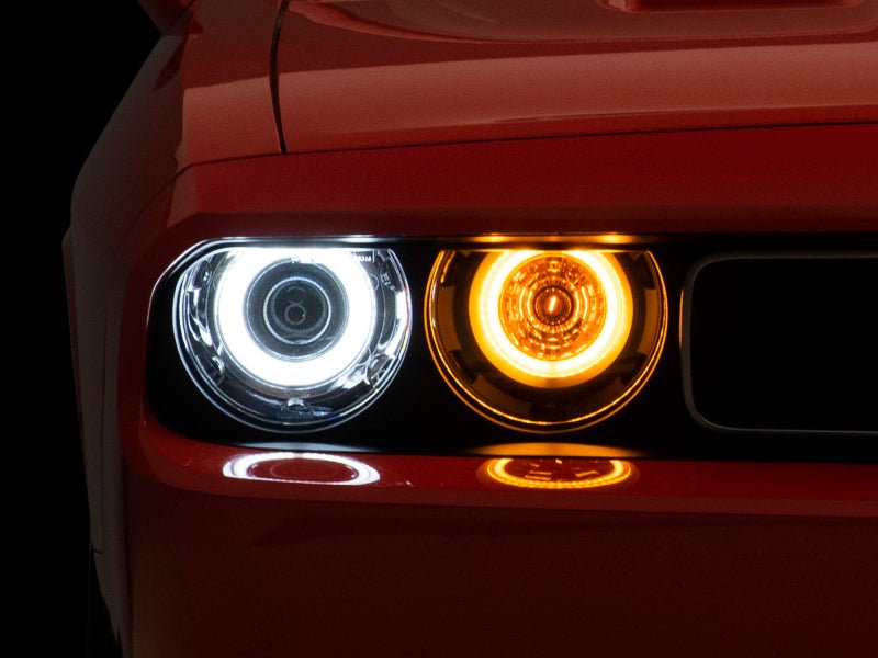 Raxiom - Raxiom 08 - 14 Dodge Challenger Dual LED Halo Projector Headlights - Black Housing (Clear Lens) - Demon Performance