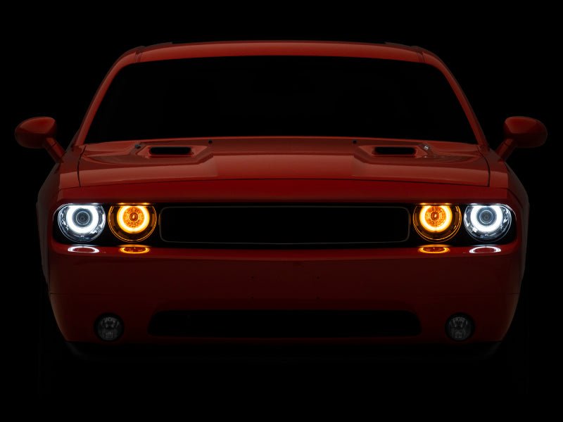 Raxiom - Raxiom 08 - 14 Dodge Challenger Dual LED Halo Projector Headlights - Black Housing (Clear Lens) - Demon Performance