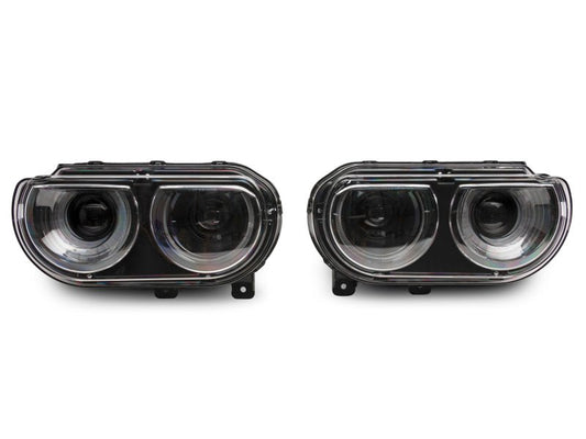 Raxiom - Raxiom 08 - 14 Dodge Challenger Halo Projctr Headlights w/Sequential Turn Signals - Blk Hsng(Clear Lens) - Demon Performance