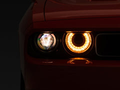 Raxiom - Raxiom 08 - 14 Dodge Challenger Halo Projctr Headlights w/Sequential Turn Signals - Blk Hsng(Clear Lens) - Demon Performance