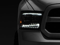 Raxiom - Raxiom 09 - 18 RAM 1500 LED Projector Headlights w/ Switchback Turn Signals - Blk Housing (Clear Lens) - Demon Performance