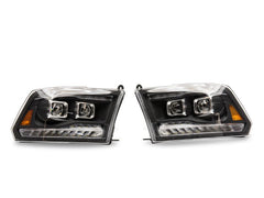 Raxiom - Raxiom 09 - 18 RAM 1500 LED Projector Headlights w/ Switchback Turn Signals - Blk Housing (Clear Lens) - Demon Performance