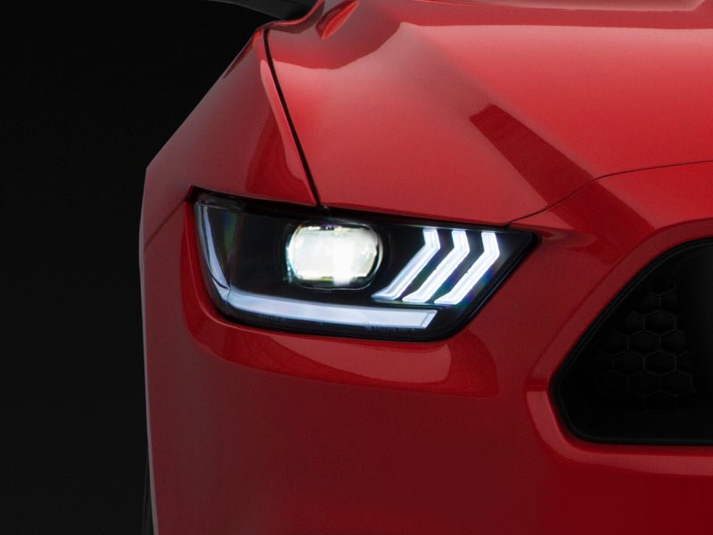 Raxiom - Raxiom 15 - 17 Ford Mustang Projector Headlights OEM HID Bulbs - Black Housing (Clear Lens) - Demon Performance