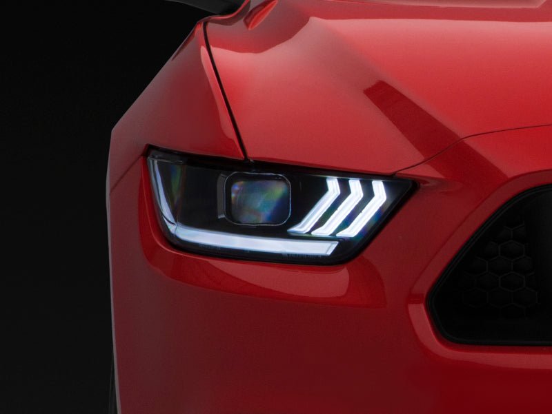 Raxiom - Raxiom 15 - 17 Ford Mustang Projector Headlights OEM HID Bulbs - Black Housing (Clear Lens) - Demon Performance