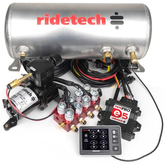 Ridetech - Ridetech RidePro E5 Air Ride Suspension Control System 3 Gallon Single Compressor 1/4in Valves - Demon Performance