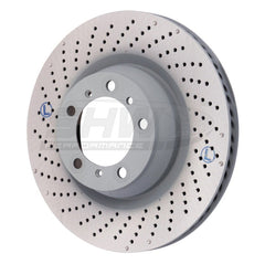 SHW Performance - SHW 07 - 13 Porsche 911 Turbo 3.8L w/o Ceramics Left Rear Drilled - Dimpled MB Brake Rotor (99735240502) - Demon Performance