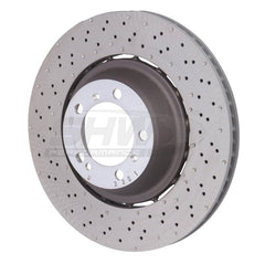 SHW Performance - SHW 14 - 19 Porsche 911 Turbo 3.8L w/o Ceramics Left Rear Drilled - Dimpled LW Brake Rotor (99135240703) - Demon Performance