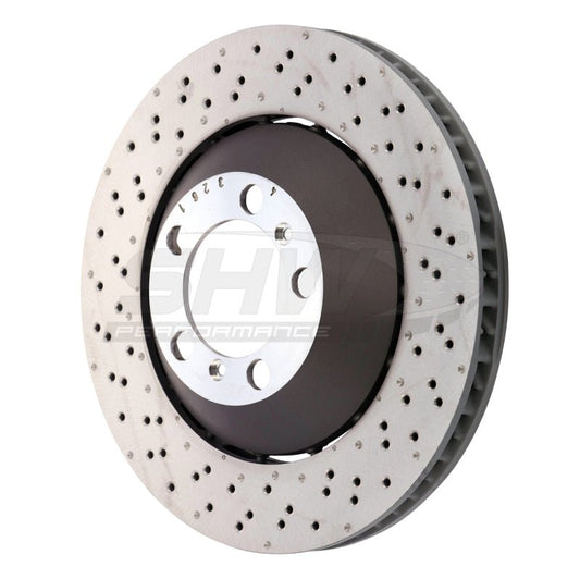 SHW Performance - SHW 16 - 19 Porsche 911 GT3 RS w/o Ceramics Left Frt Drill - Dimp Lightweight Brake Rotor (99135140581) - Demon Performance