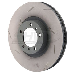 SHW Performance - SHW 17 - 20 Porsche Panamera 4S 2.9L w/18in Wheel Left Front Slotted Monobloc Brake Rotor (971615301L) - Demon Performance