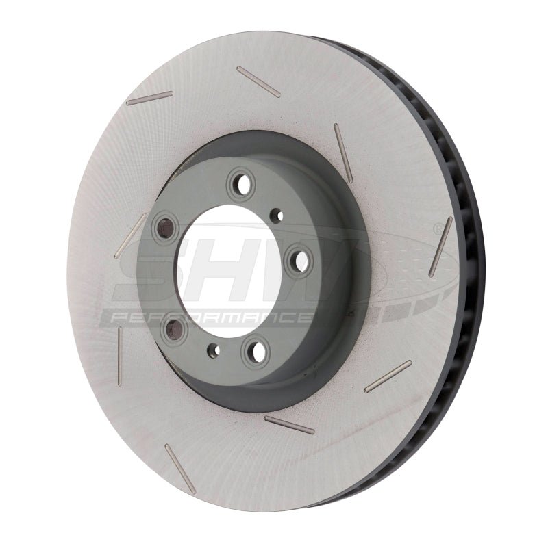 SHW Performance - SHW 17 - 20 Porsche Panamera 4S w/18in Wheels Right Front Slotted Monobloc Brake Rotor (971615302L) - Demon Performance