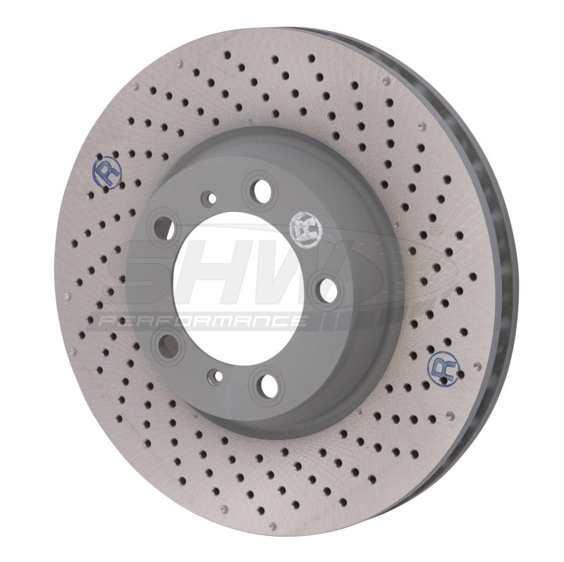 SHW Performance - SHW 2012 Porsche 911 Carrera 4GTS 3.8L w/o Ceramics Right Frt Drill - Dimp MB Brake Rotor(99635141004) - Demon Performance