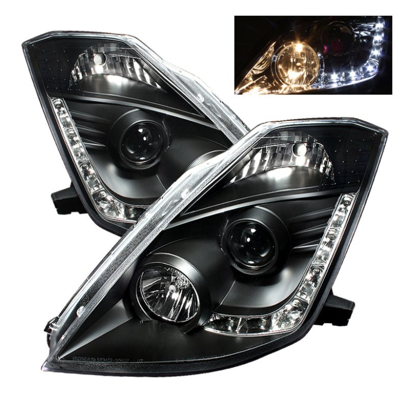 SPYDER - Spyder Nissan 350Z 03 - 05 Projector Headlights Halogen Model Only - DRL Black PRO - YD - N350Z02 - DRL - BK - Demon Performance