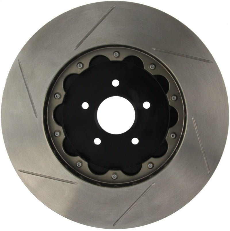 Stoptech - StopTech 09 - 11 Nissan GT - R Front Left Slotted Bare Iron 380x34mm Aero - Rotor Kit - Demon Performance