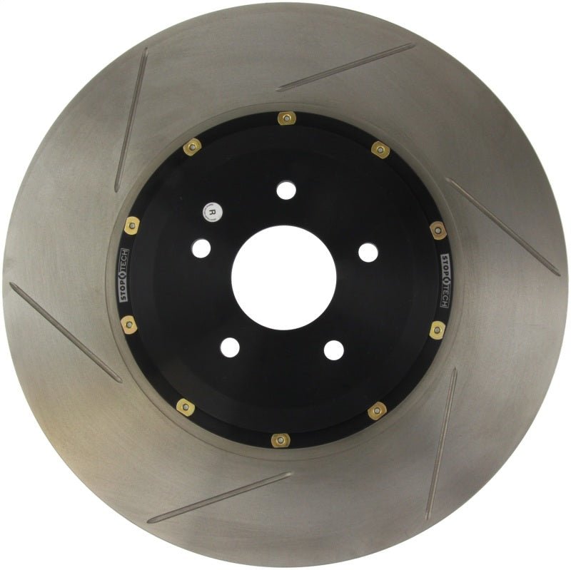 Stoptech - StopTech 09 - 11 Nissan GT - R Front Right Slotted Bare Iron 380x34mm Aero - Rotor Kit - Demon Performance