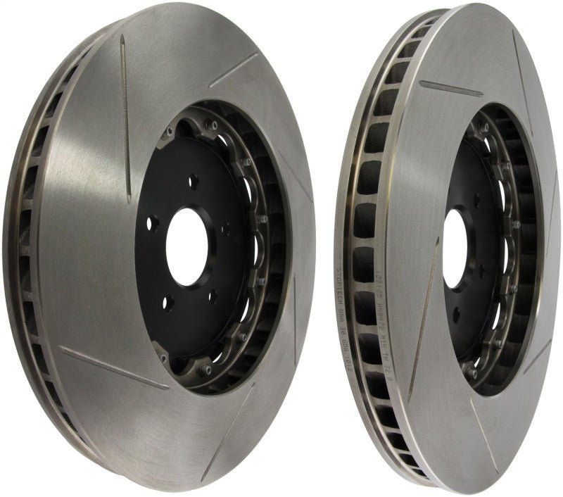 Stoptech - StopTech 09 - 11 Nissan GT - R Front Slotted Bare Iron 380x34mm Aero - Rotor Kit Pair - Demon Performance