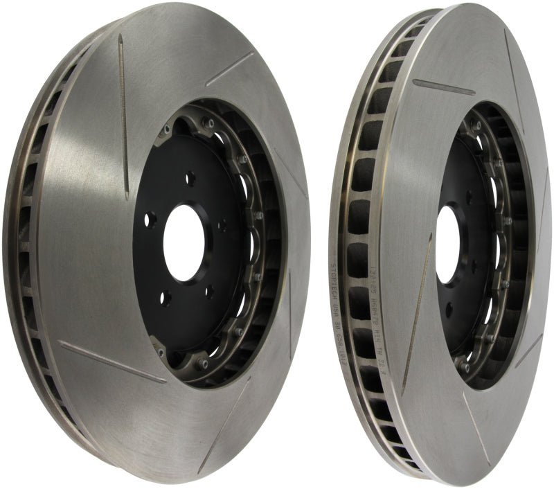 Stoptech - StopTech 09 - 11 Nissan GT - R Front Slotted Bare Iron 380x34mm Aero - Rotor Kit Pair - Demon Performance