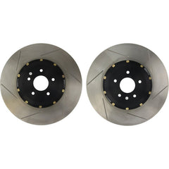 Stoptech - StopTech 09 - 11 Nissan GT - R Front Slotted Bare Iron 380x34mm Aero - Rotor Kit Pair - Demon Performance