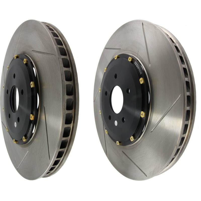 Stoptech - StopTech 09 - 11 Nissan GT - R Front Slotted Bare Iron 380x34mm Aero - Rotor Kit Pair - Demon Performance