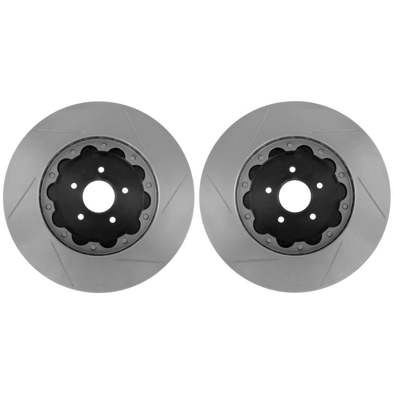 Stoptech - StopTech 09 - 14 Nissan GT - R AeroRotor 2pc Drilled and Zinc Plated Rear Rotor (Pair) - Demon Performance