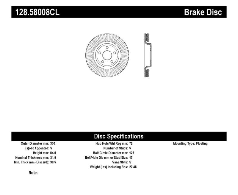 Stoptech - StopTech 11 - 15 Jeep Grand Cherokee Front Left Drilled Sport Brake Cryo Rotor (Excludes SRT8) - Demon Performance