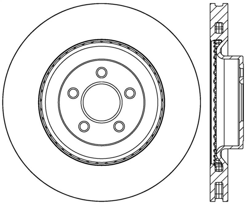 Stoptech - StopTech 2015 Ford Mustang GT w/ Brembo Brakes Left Front Slotted Brake Rotor - Demon Performance
