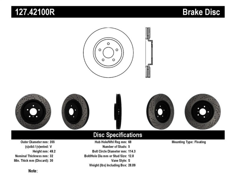 Stoptech - StopTech Infiniti G37 / Nissan 370Z SportStop Slotted & Drilled Front Right Rotor - Demon Performance