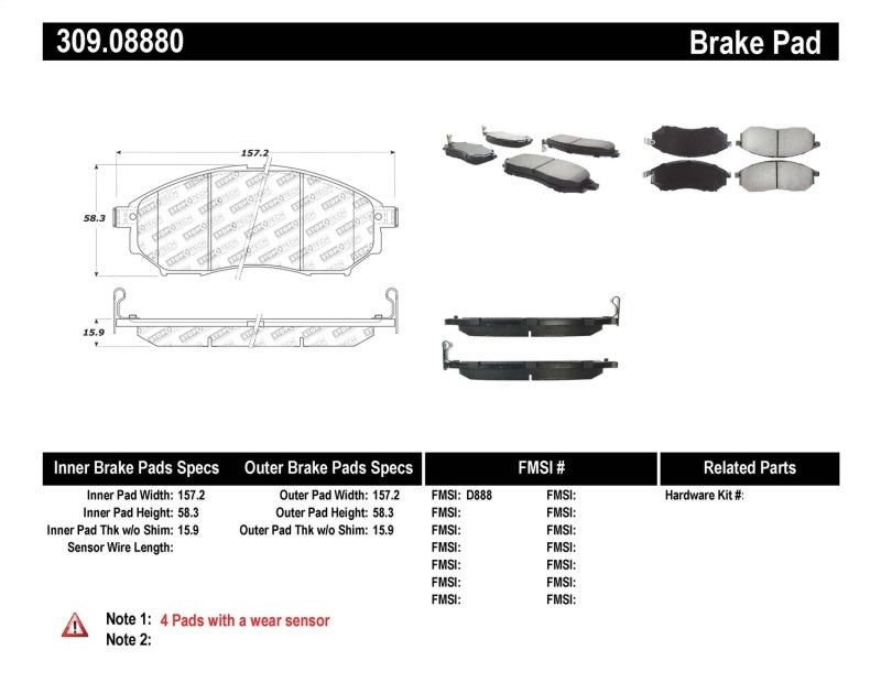 Stoptech - StopTech Performance 06 - 08 350Z w/ Std Brakes / 06 - 08 Infiniti G35 Front Brake Pads - Demon Performance