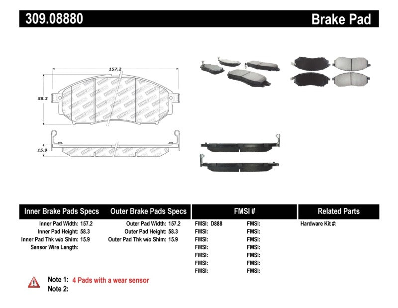 Stoptech - StopTech Performance 06 - 08 350Z w/ Std Brakes / 06 - 08 Infiniti G35 Front Brake Pads - Demon Performance