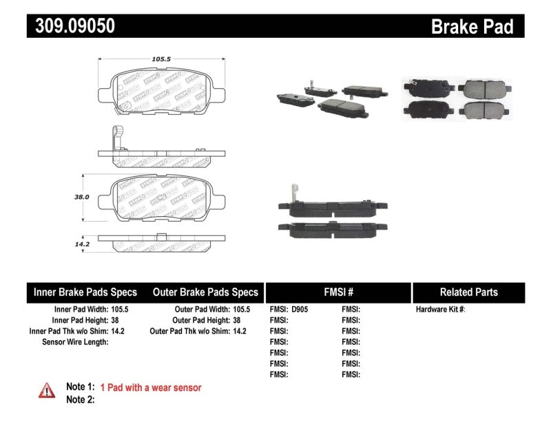 Stoptech - StopTech Performance 6/02 - 08 350z / 01 - 08 G35 Rear Brake Pads - Demon Performance