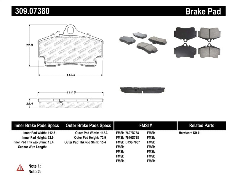 Stoptech - StopTech Performance 97 - 04 Porsche Boxster / 00 - 08 Boxster S / 98 - 08 911 Rear Brake Pads - Demon Performance