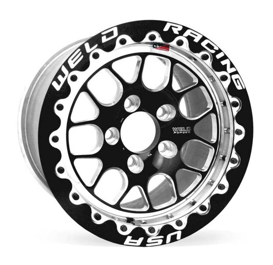 Weld - Weld S77 15x9.33 / 5x4.5 BP / 6.5in. BS Black Wheel (Medium Pad) - Black Single Beadlock MT - Demon Performance