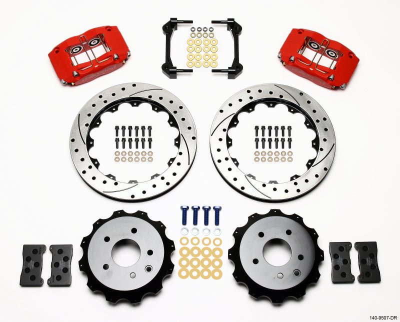 Wilwood - Wilwood Dynapro Radial Rear Kit 13.00in Drilled Red Nissan 350Z/Fiti G35 - Demon Performance